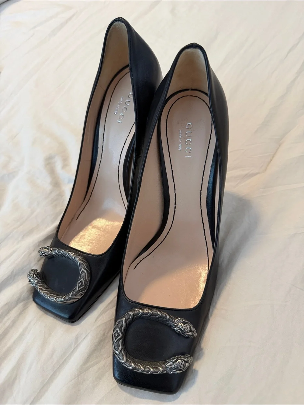 Gucci Black Leather Dionysus Square Toe - Size 38 - Brand New no box